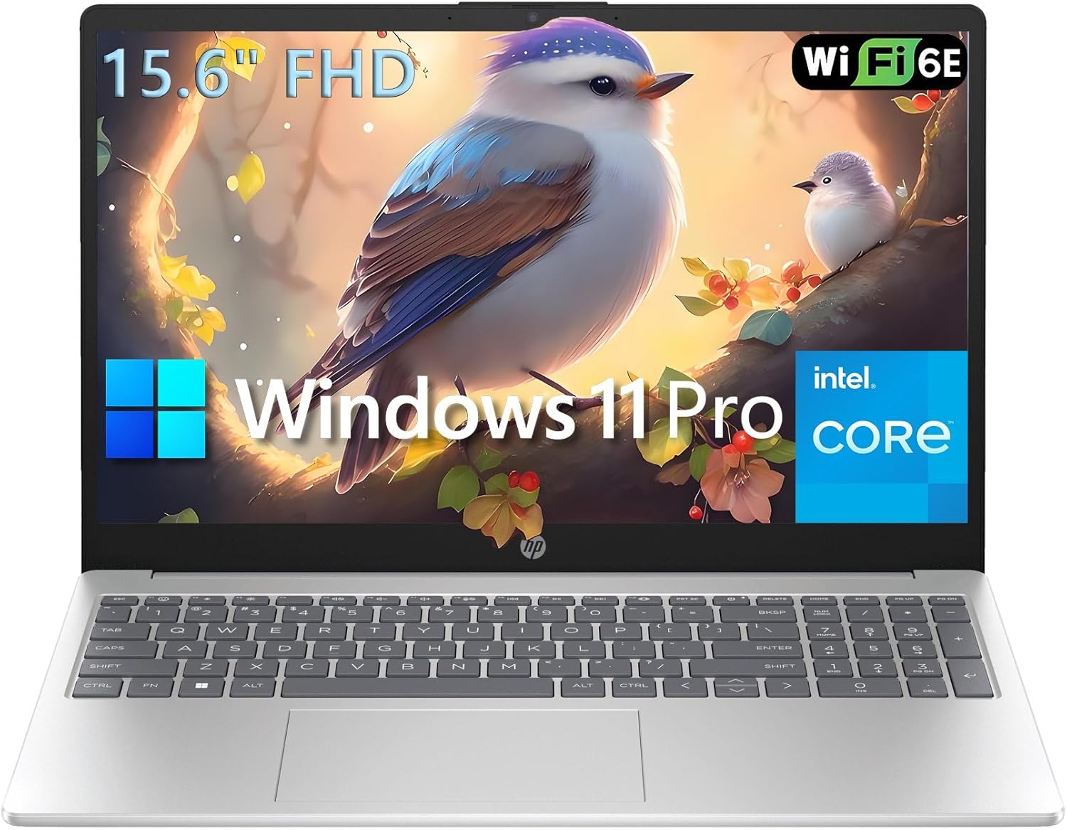HP 15 15.6″ FHD Laptop Computer Student and Business, Intel Quad-Core Processor (Beat i3-1115G4), 32GB DDR4 RAM, 1TB PCIe SSD, WiFi 6E, Bluetooth 5.3, HDMI, Type-C, Silver, Windows 11 Pro, Wendbo
