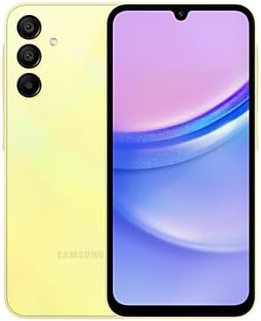 SAMSUNG Galaxy A15 (SM-155M/DSN), 128GB 6GB RAM, Dual SIM, Factory Unlocked GSM, International Version (Ring Grip Case Bundle) (Yellow)