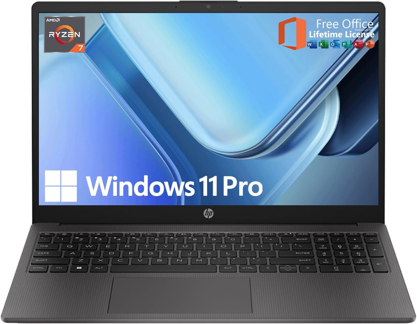 HP 2025 Updated 15.6″ 255 G10 FHD Business Laptop, AMD Ryzen 7 7730U (64GB RAM | 2TB SSD), Numeric Keypad, Webcam, Windows 11 Pro, MS Office Pro, WiFi 6& Bluetooth with LTP Accessory Kit
