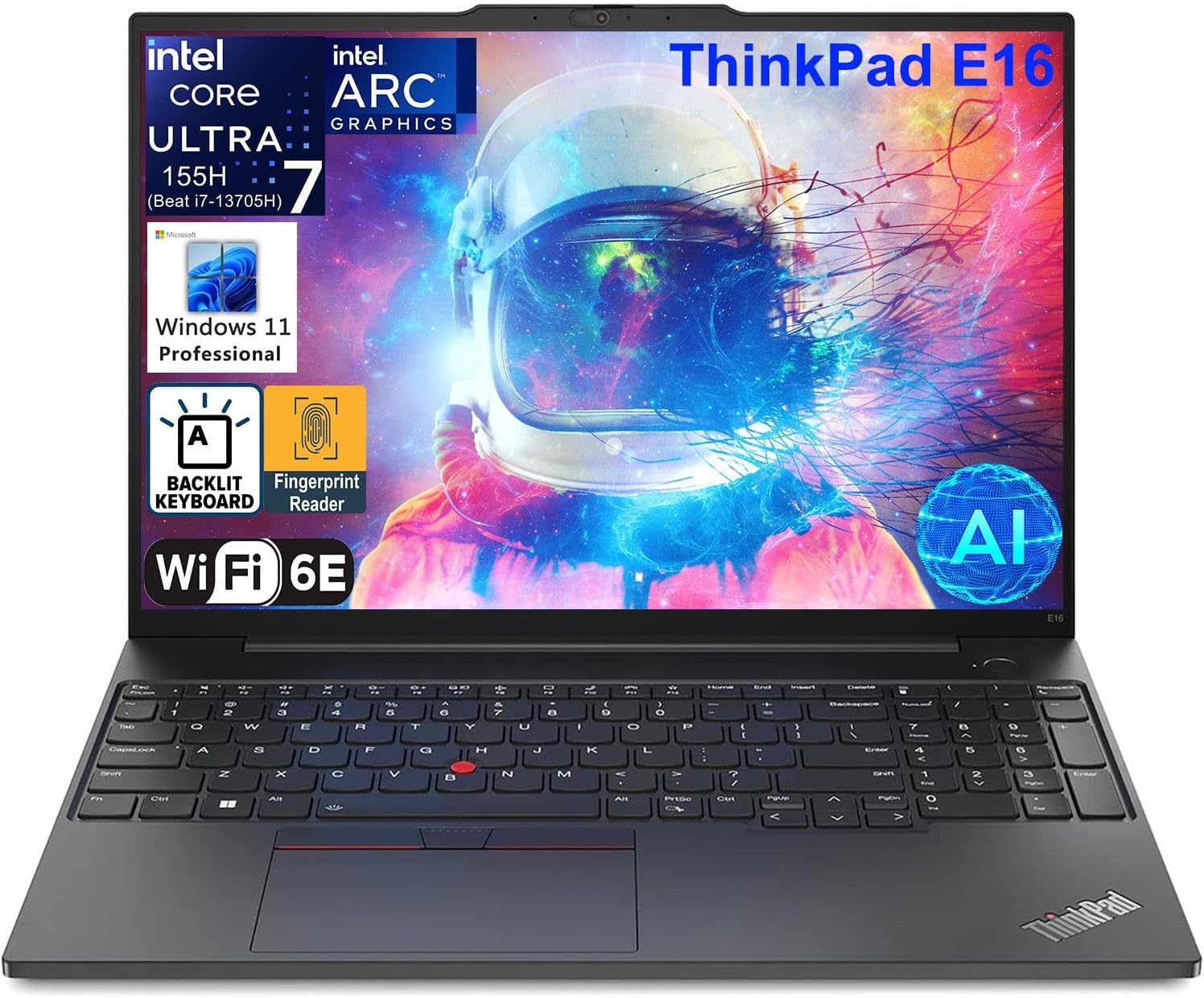 Lenovo ThinkPad E16 G2 16″ FHD+ AI Business Laptop Computer, Intel 16-Core Ultra 7 155H (Beat i7-13705H), Arc Graphics, 64GB DDR5 RAM, 2TB PCIe SSD, WiFi 6E, Backlit KB, FR, Windows 11 Pro, AZ-XUT