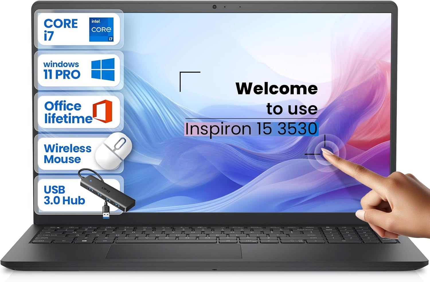 Dell Inspiron 15 Touchscreen Laptop – 15.6″ Anti Glare FHD Display – 13th Gen Intel Core i7-1355U – 64 GB RAM – 4 TB SSD – Windows 11 Pro – Office Pro Lifetime – w/Hoouwrd Accessories