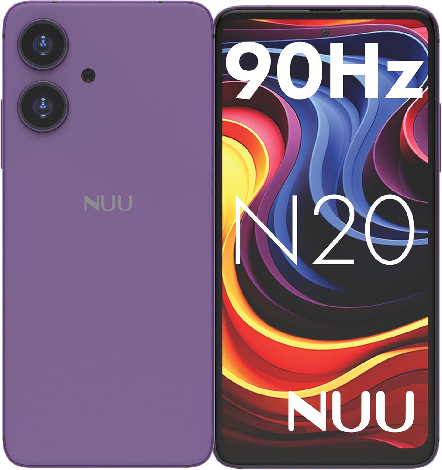 NUU N20 Basic Cell Phone for T-Mobile, Mint, Metro, Qlink, Tello and More 6GB/128GB, Perfect for Teenagers, Dual SIM 4G, Octa-Core 6.6″ 90Hz HD+, Unlocked Phones Android Phone 14, US Warranty (Purple)