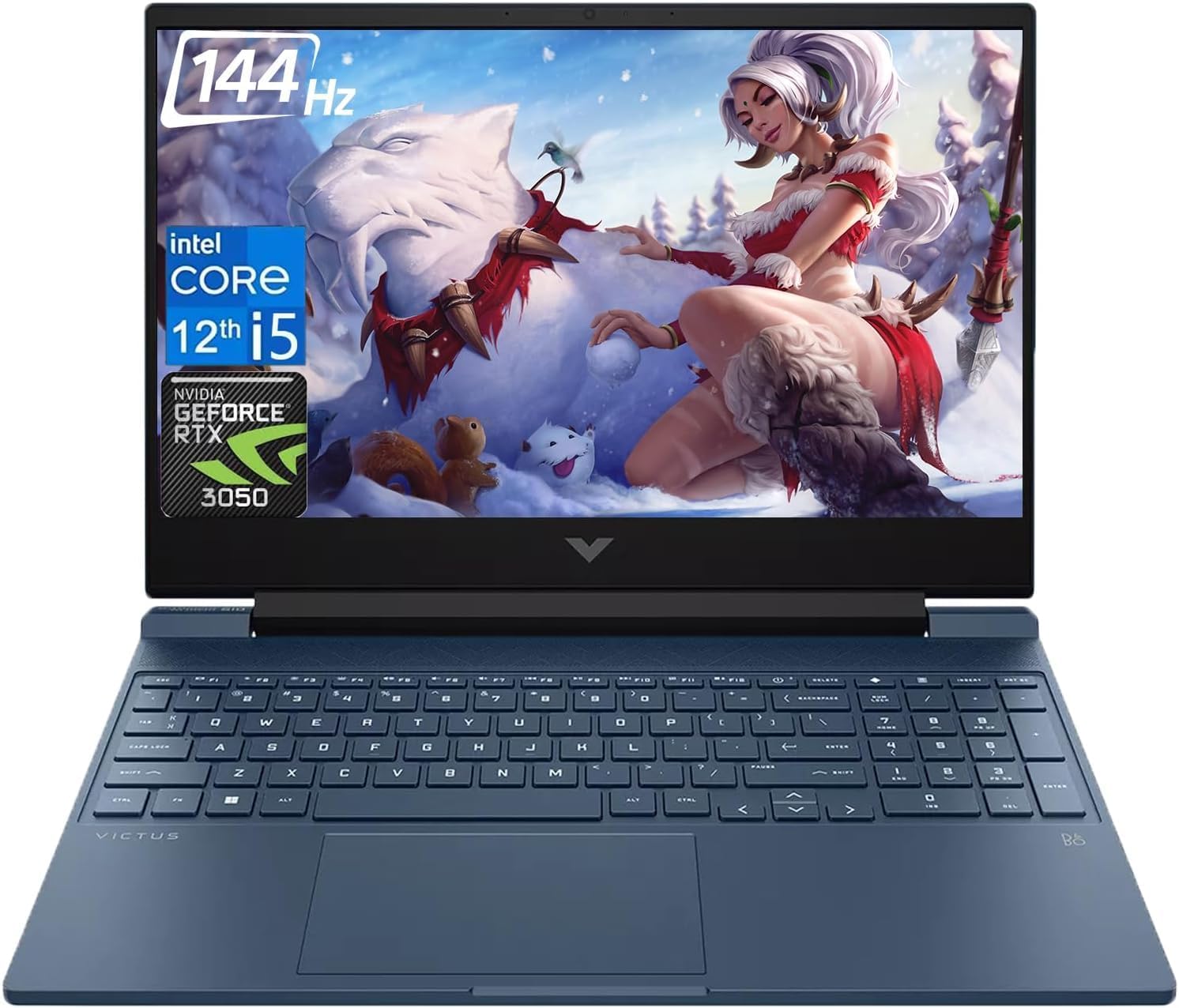 HP Victus 15.6 i5 Gaming Laptop, 15.6″ FHD 1920*1080 144Hz, Intel Core i5-12450H, NVIDIA GeForce RTX 3050, 32GB RAM, 2TB SSD, Backlit KB, Touchpad, SD Card Reader, Webcam, HDMI, Wi-Fi 6, W11 H, Blue