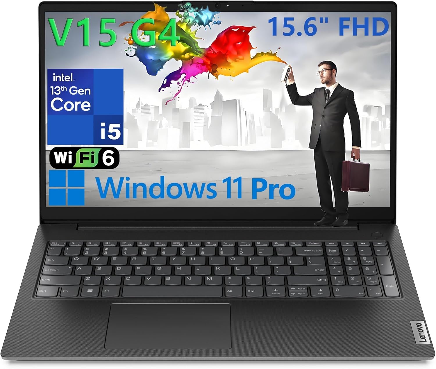 Lenovo V15 G4 15.6″ FHD Business Laptop Computer, 13th Gen Intel 8-Core i5-13420H (Beat i7-1355U), 16GB DDR4 RAM, 512GB PCIe SSD, WiFi 6, Bluetooth 5.2, RJ-45, Type-C, HDMI, Windows 11 Pro, Wendbo