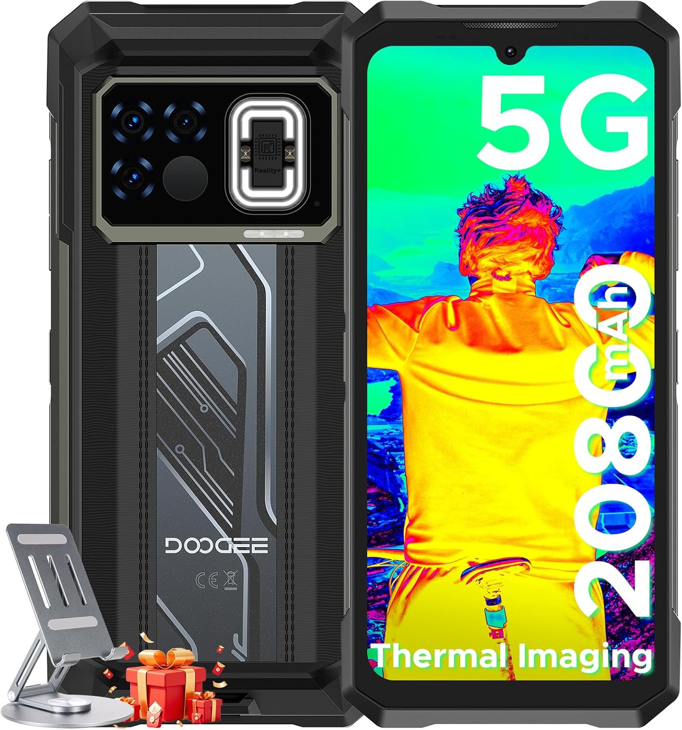 DOOGEE Fire 6 Max(2025) 5G Rugged Smartphone with Thermal Image Camera,20800mAh/33W Fast,6.72″ FHD+ 120Hz IPS Screen,120LM Flashlight Rugged Phone,256GB/TF 2TB,50MP,Android 14,IP68 Waterproof Phone