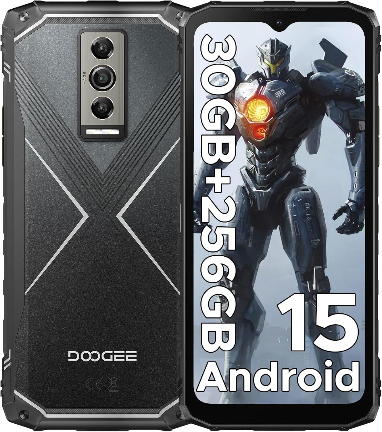 DOOGEE Blade10 Pro(2025) Android 15 Rugged Phone,10.7mm Ultra-Thin,30GB+256GB/TF 2TB,6.56”HD+90Hz Rugged Smartphone,5150mAh,50MP+8MP Camera,NFC/Widevine L1/Face ID/IP68/IP69K/3 Card Slot(Silver)