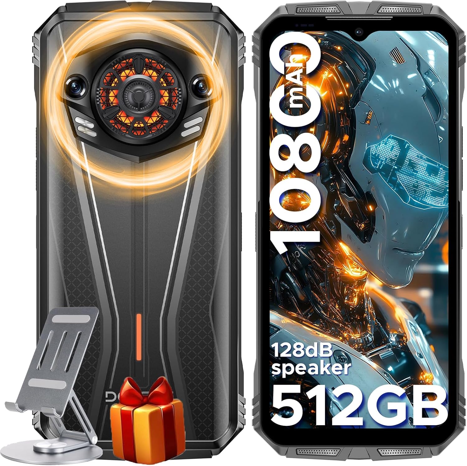 DOOGEE S Punk Pro(2025) Rugged Phone,20GB+512GB Android 14 Rugged Cell Phone with 128dB Loudest Speaker,6.6 FHD+ IPS 90Hz,10800mAh Rugged Smartphone,50MP AI Camera,Waterproof Phone,Face Unlock/NFC