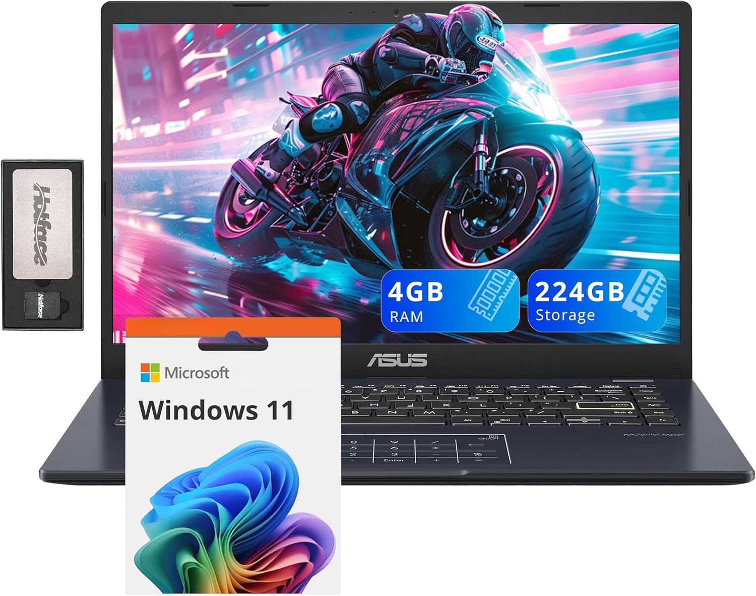 ASUS 14″ FHD Laptop, Intel Pentium N6000 Processor, 4GB RAM, 224GB Storage(64GB eMMC+160GB Docking Station Set), Intel UHD Graphics, Webcam, Bluetooth, Win 11, Star Black