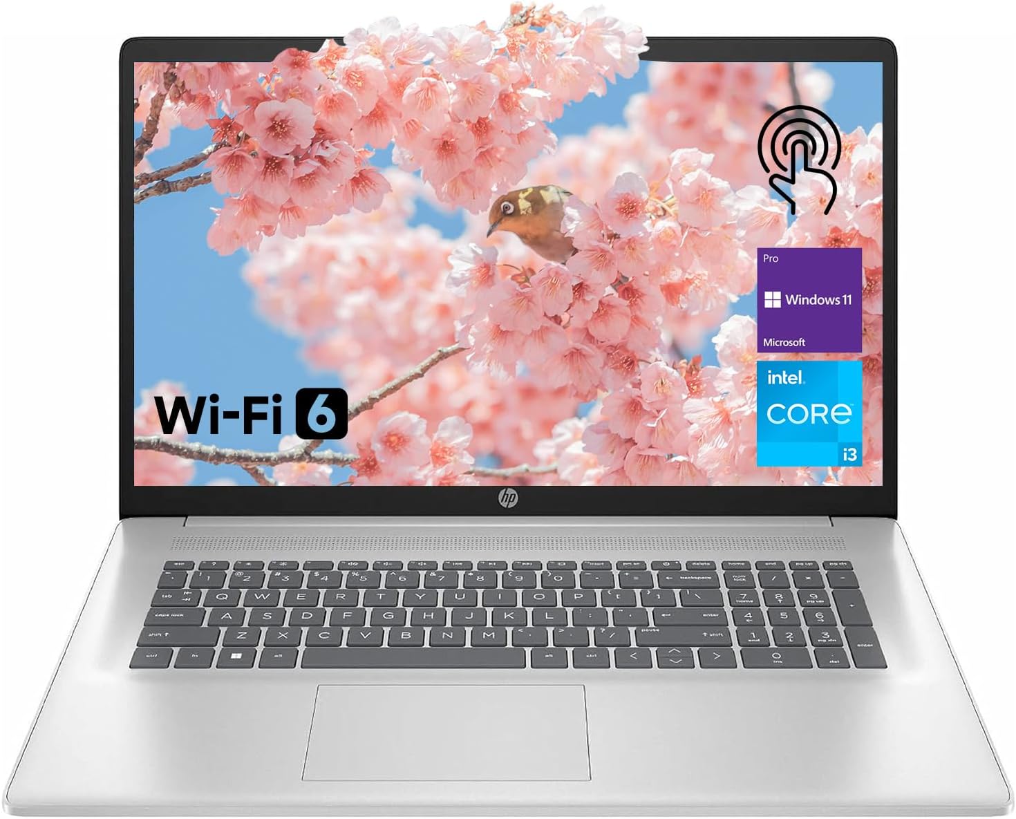 HP High-Performance 17.3″ Laptop, 17.3″ HD+ Touchscreen, 8-Cores Intel i3-N305, 16GB RAM, 128GB eMMC + 512GB PCIe SSD, Webcam, HDMI, Numeric Keypad, Wi-Fi 6, Windows 11 Pro, Silver