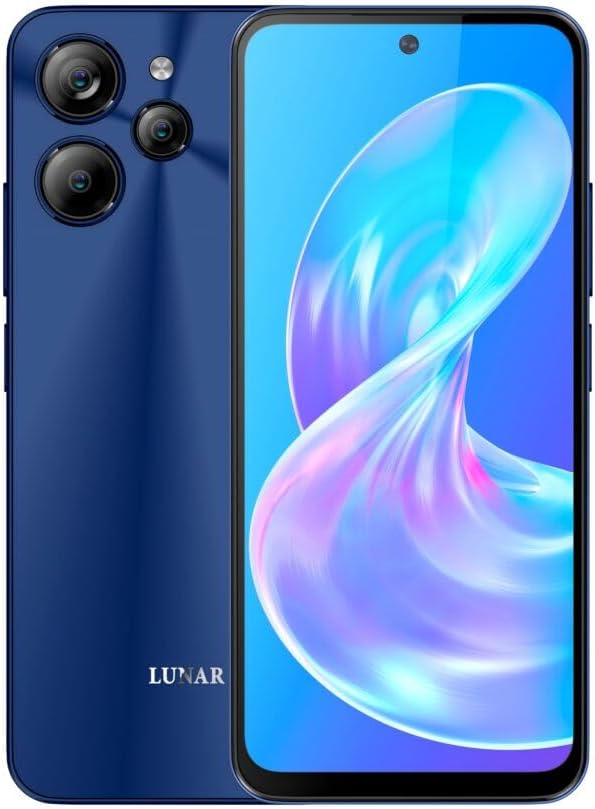 LUNAR Eclipse L1 5G Unlocked Android Smart Phone, 6.79 Inches Display, 5000mAh Battery, Fast Charging, 50MP+5MP+2MP Rear Camera with AI, 16MP Front Camera, Android 14, Aura Blue