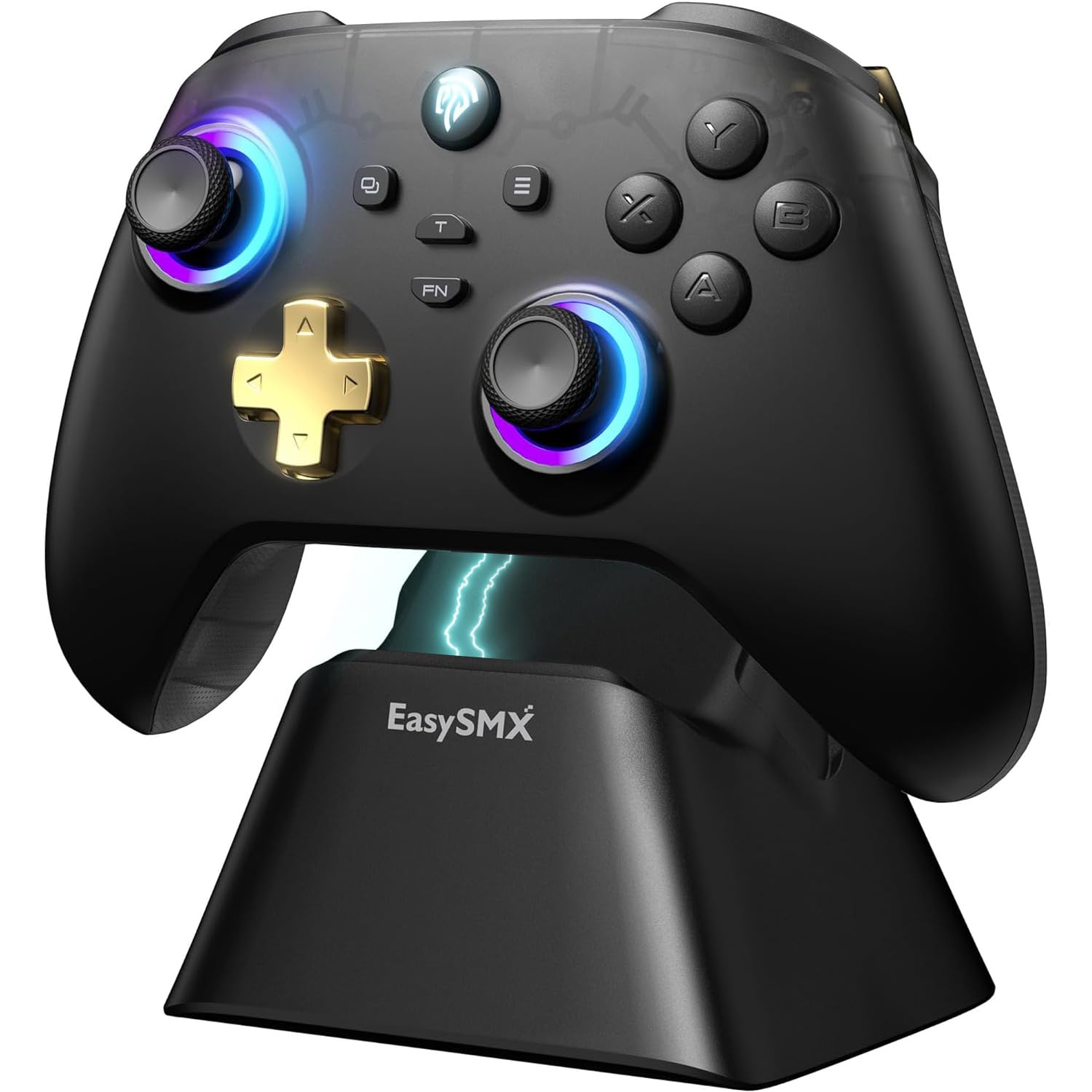 EasySMX D05 PC Controller – Enhanced Wireless Bluetooth Pro Controller with Charging Dock/Hall Sensor/RGB Lighting – No Stick Drift, No Dead Zone – Work for Windows PC, Android, Steam and Switch