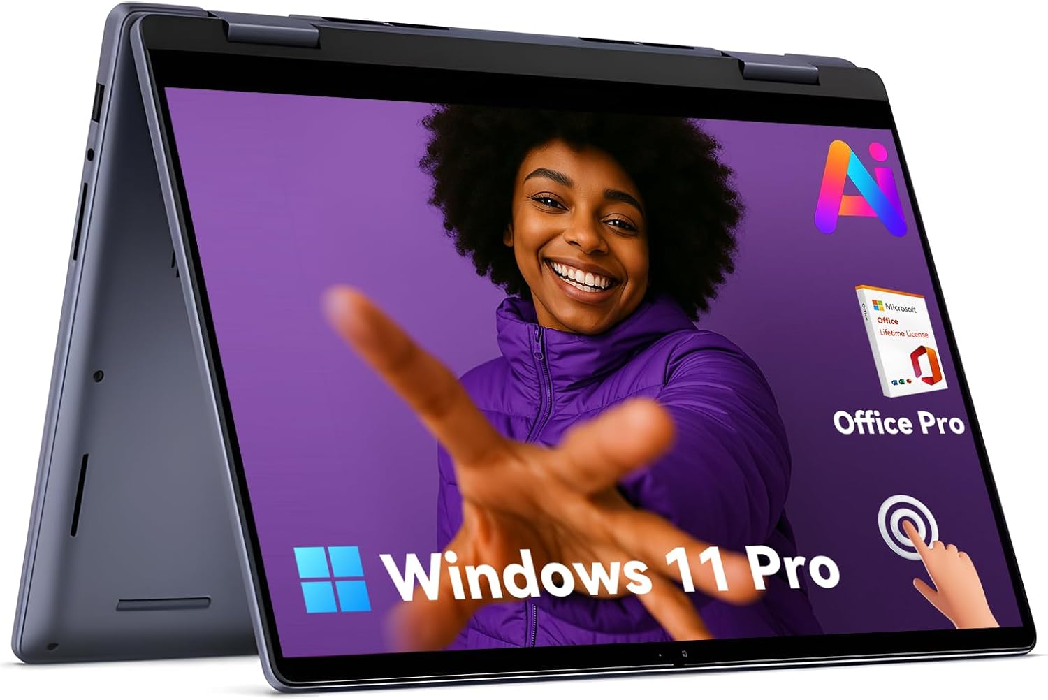 Dell Inspiron 2 in 1 14″ FHD Touchscreen Laptop,AMD Ryzen 5-8640HS with 32GB Memory &1TB SSD,Win 11 Pro & Office Pro with AI Copilot,Backlit Keyboard, Fingerprint Reader with Fast Power Charging