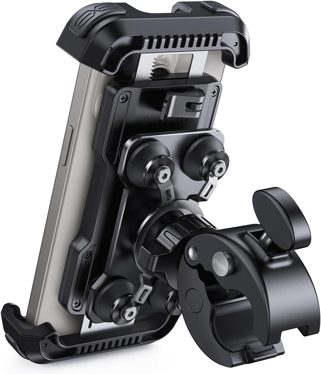 Lamicall Motorcycle Phone Mount Holder – [Dual Vibration Dampener] [Upgrade Handlebar Clip] Motorcycle Cell Phone Holder, Bike Phone Mount, Fit iPhone 16/15/14/13 Pro Max, 4.7-6.7″ Phones, Black