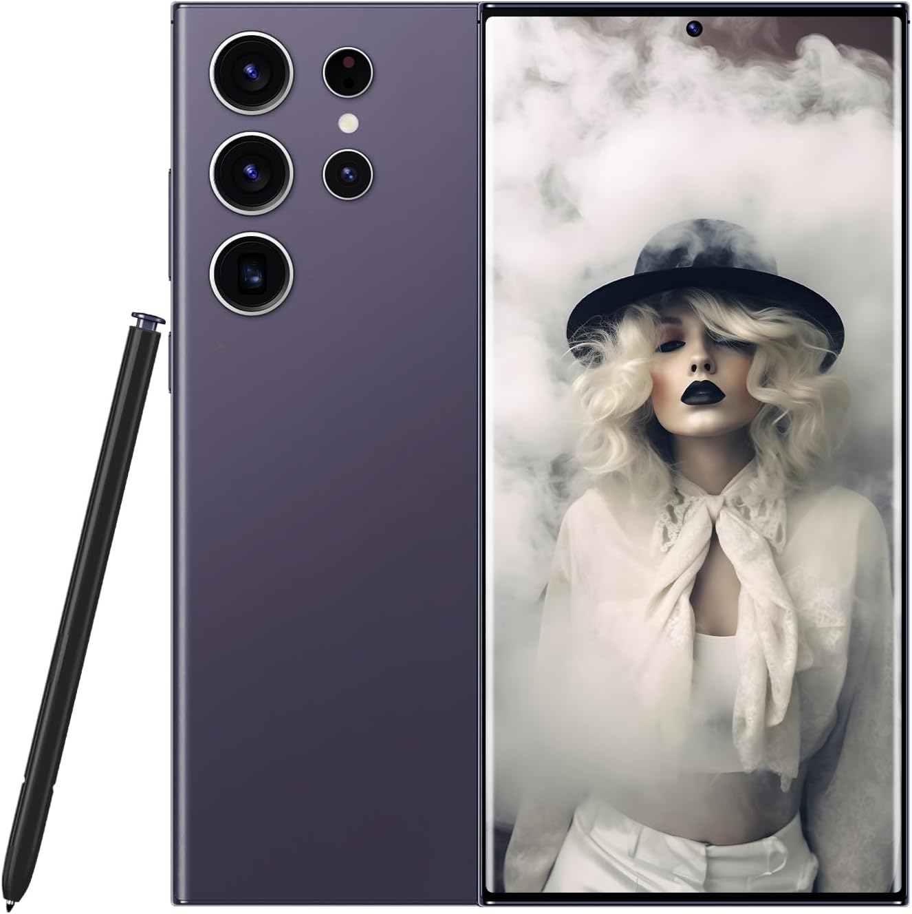 Echoamo S24 Ultra Cell Phone 5G Unlocked Phones,Smartphone with Tool Pen, Android 14.0 Cell Phone 6GB+256GB Dual SIM Dual Standby (Purple)