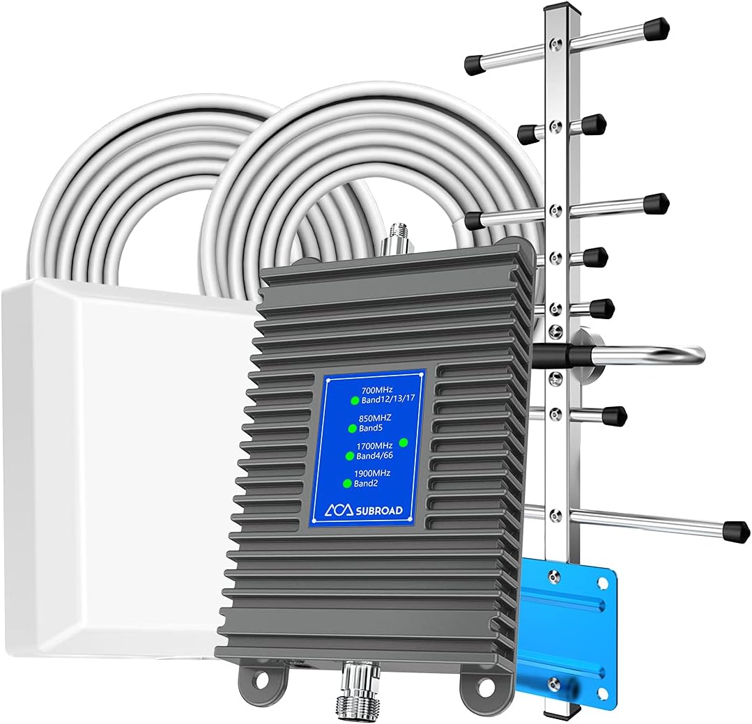 Cell Phone Signal Booster, Home Cell Phone Booster, Support All U.S. Carriers Verizon, AT&T & More, Signal Amplifier Repeater Enhance GSM 3G 4G LTE and 5G Signal Up to 5,000 Sq ft, FCC Approved Gray