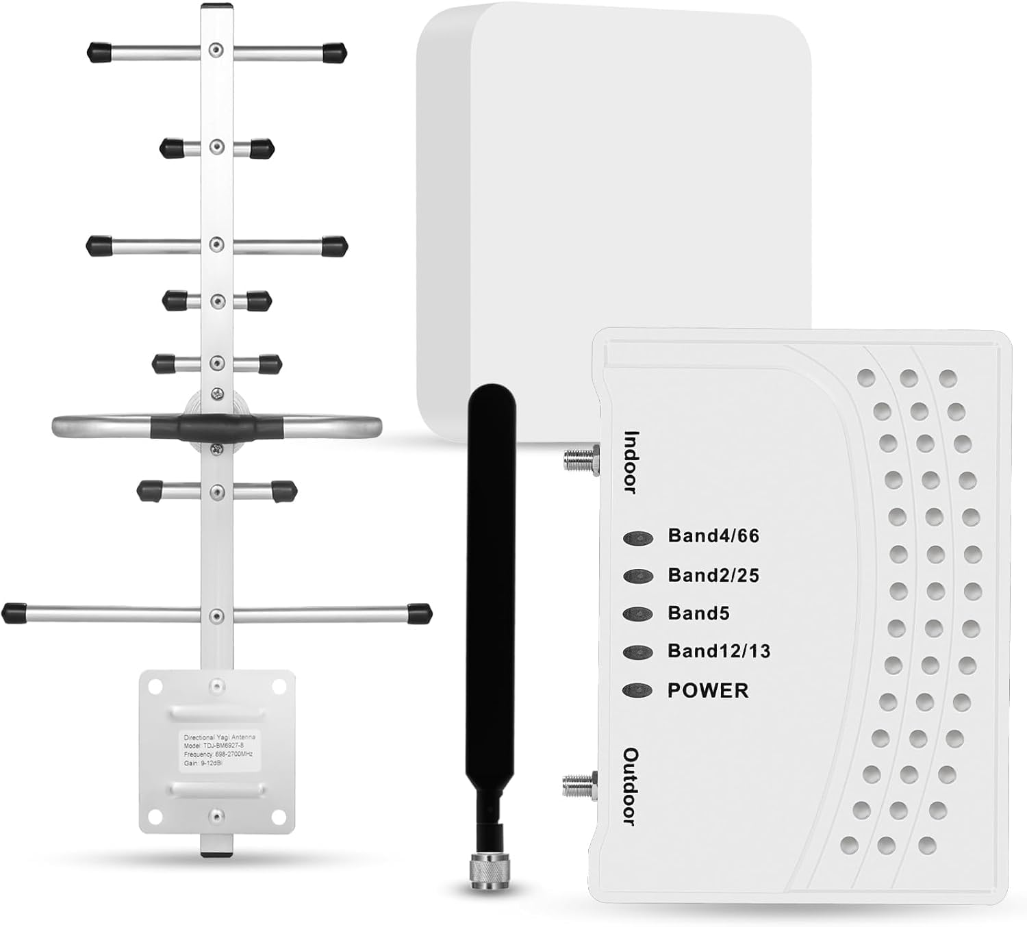Cell Phone Booster for Home & Multi-Room, Cell Phone Signal Booster with 2 Indoor Antennas for Band 66/2/4/5/12/17/13/25,Up to 6000 Sq.Ft,Boost 4G 5G LTE Data for All U.S. Carriers, FCC Approved