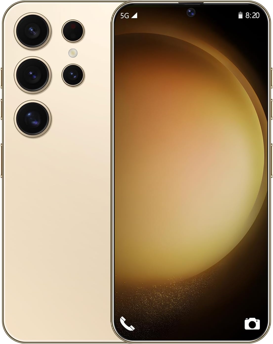 Unlocked Phone S23 Ultra Android 13 Smart Mobile Phone 8-core 8GB+256GB Cell Phone 7 inch HD Screen Mobile Phone 108MP+48MP Camera 6800 mAh Battery 4G Dual SIM (Yellow)