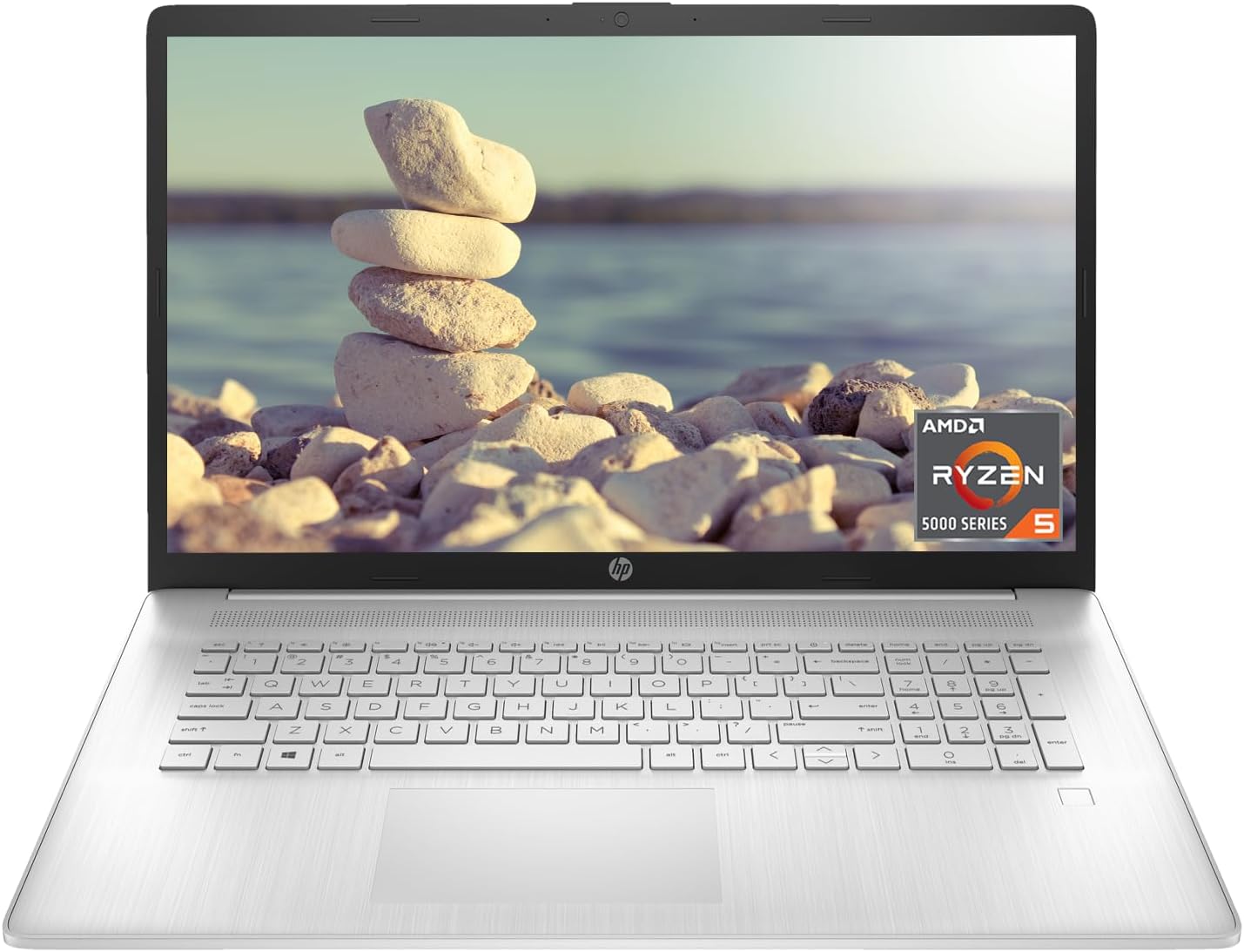 HP 17 Laptop, 17.3″ FHD Screen, AMD Ryzen 5 5500U, 32GB SSD, 1TB SSD, Webcam, HDMI, Fingerprint Reader, Wi-Fi, Windows 11 Home, Silver