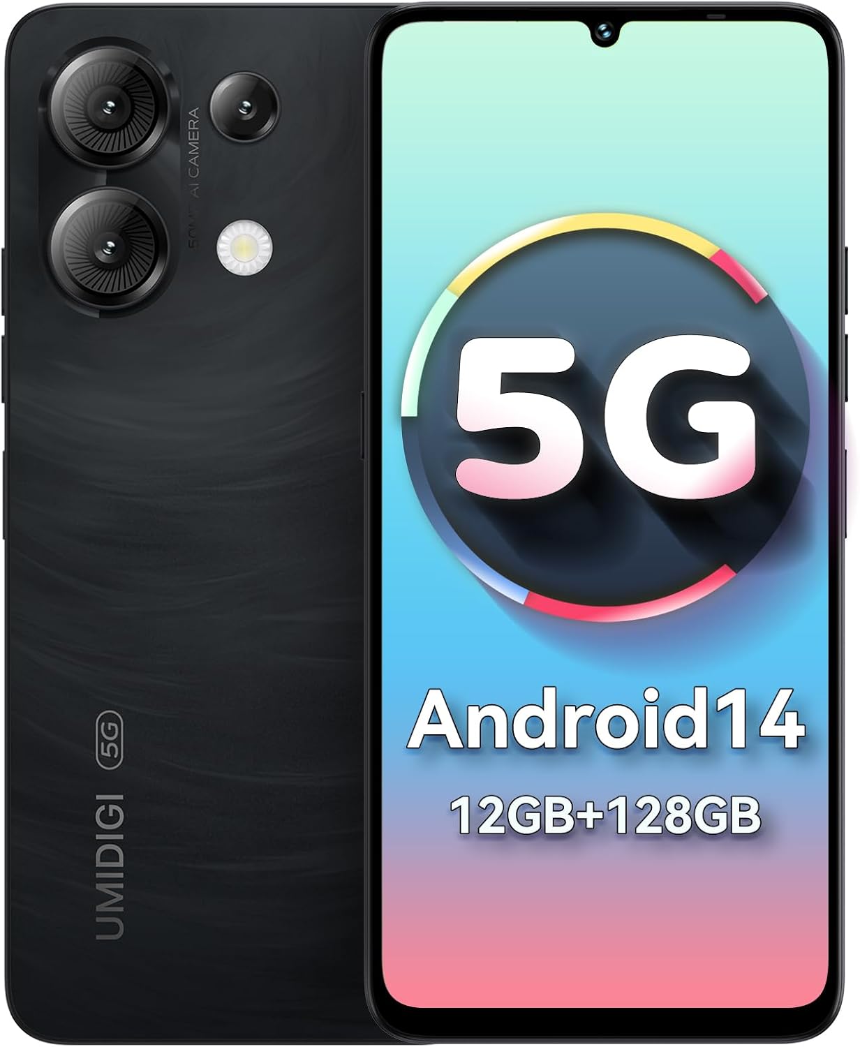 UMIDIGI G9 5G Unlocked Phone, Android 14 Cell Phone, 5G Dual SIM, 12(6+6) GB +128GB/1TB TF Expand, 6.75″ HD+ 90Hz Display, 50MP Camera, AI Face & Fingerprint Unlock, 5000mAh Android Phone Black