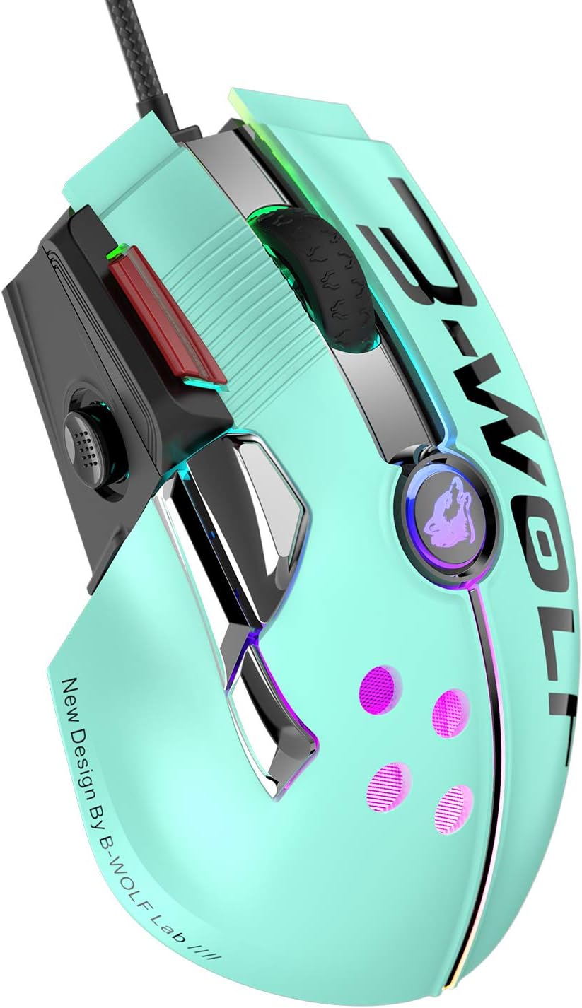 ZIYOU LANG Wired Gaming Mouse Up to 12000 DPI,Pixart 3325 Gaming Chip,Chroma RGB,11 Macro Programmable Buttons+Rapid Fire,Joystick Ultralight Honeycomb Mouse for PC Gamers Xbox/PS4 (Green)