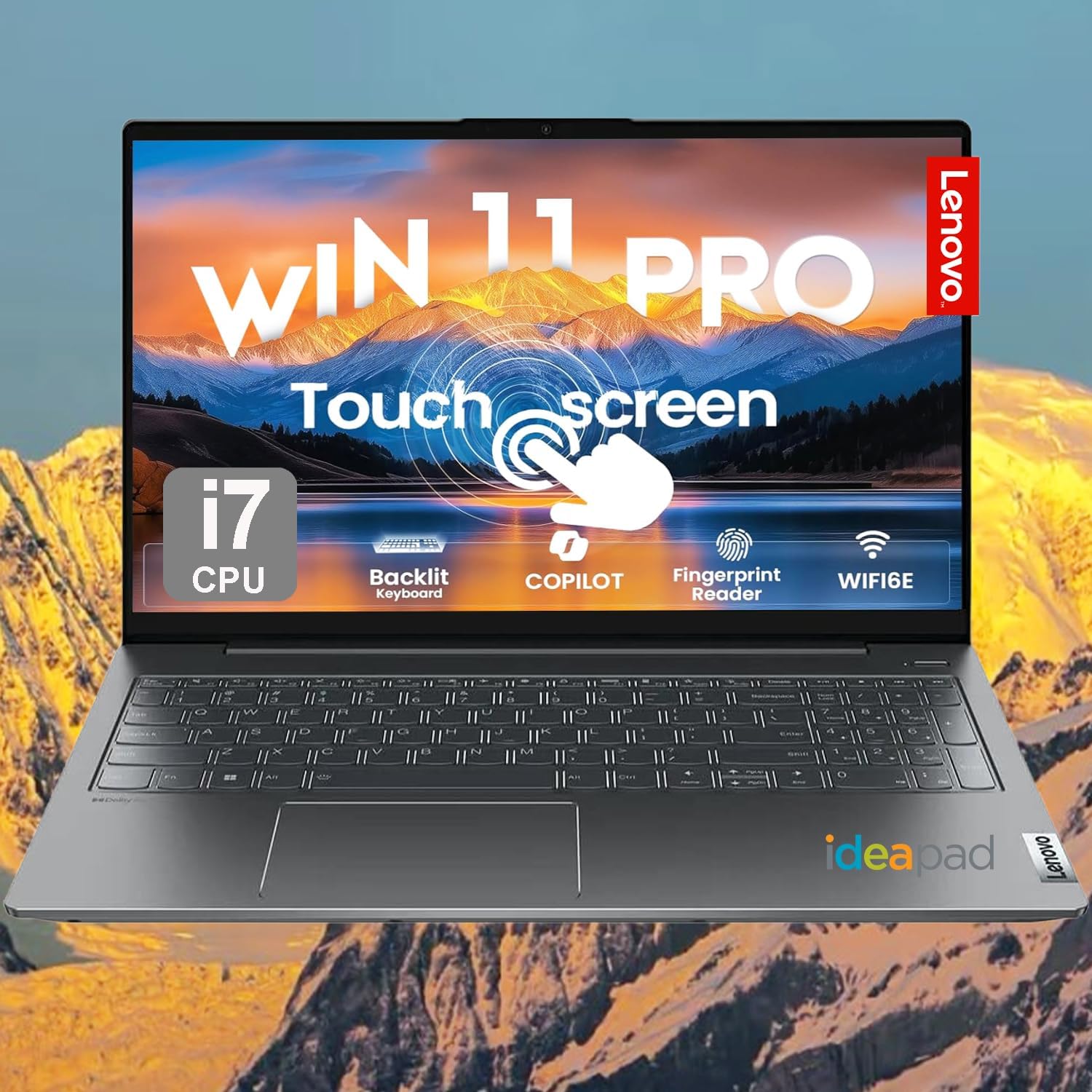 Lenovo IdeaPad 15.6″ FHD Touchscreen Laptop – Powerful 10-Core Intel i7 (Turbo Up to 4.7GHz), 40GB RAM, 1TB SSD, Backlit Keyboard, Fingerprint Reader, Wi-Fi 6, Windows 11 Pro + WOWPC Recovery USB