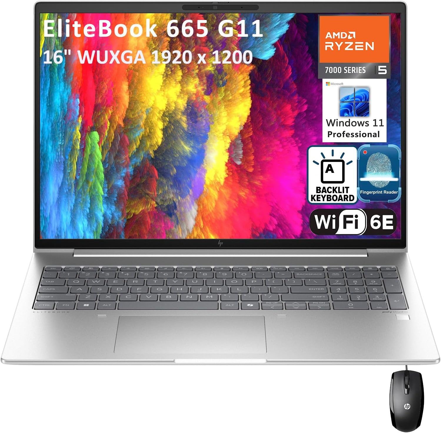 HP Elitebook 665 G11 Business Laptop, 16″ FHD+ Computer, AMD Hexa-Core Ryzen 5 7535U (Beat i5-1335U), 32GB DDR5 RAM, 1TB PCIe SSD, WiFi 6E, Backlit KB, Fingerprint Reader, Windows 11 Pro Vent-HEA