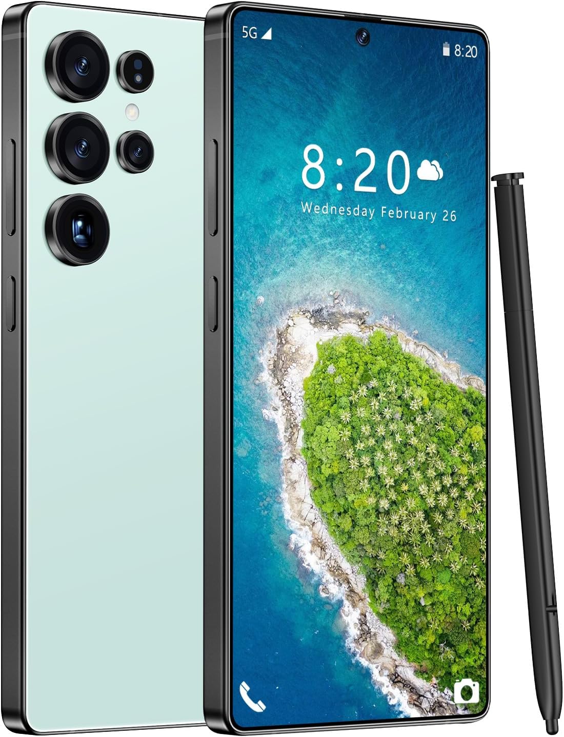 Huness I25 Ultra Unlocked Phone,Built in Pen The Phone,Cell Phone Battery 7000mAh 6.99″ HD Screen,Android 14 12+512GB Smartphone,Dual SIM/5G/Face ID/Fingerprint Lock/GPS (Cyan, 12+512)