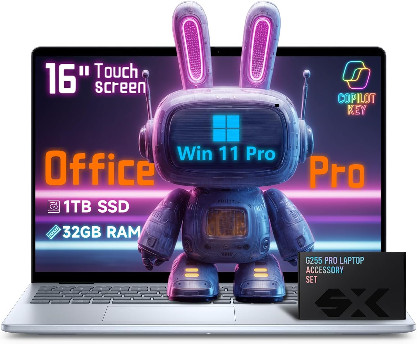 Dell 16-Inch Touchscreen Business Laptop – Intel Core 7 150U – FHD+ Display – AI Copilot Key, Fingerprint Reader, Backlit KB, w/Accessory, Windows 11 Pro, Office Pro Lifetime (32GB DDR5 | 1TB SSD)