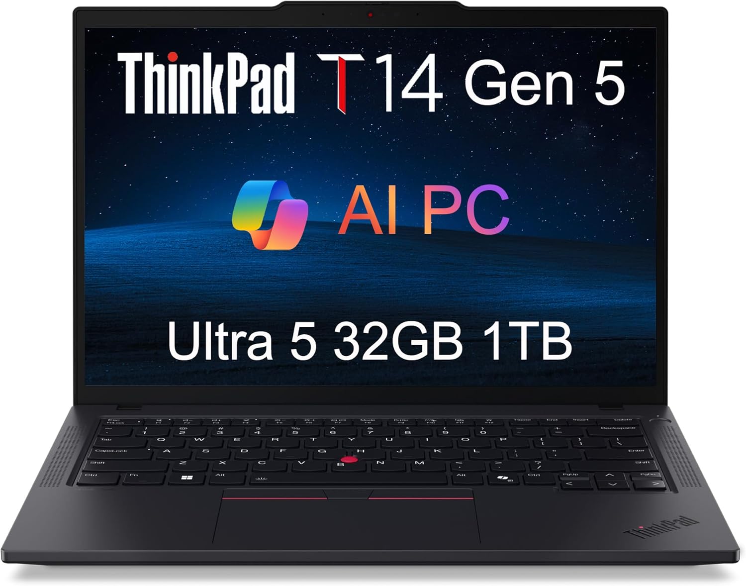 Lenovo ThinkPad T14 Gen 5 Business Laptop (14″ FHD+, Intel Core Ultra 5 125U (>i7-1355U), 32GB DDR5 RAM, 1TB SSD), Backlit, Fingerprint, 5MP Webcam, 3-Year Warranty, Wi-Fi 6E, Win 11 Pro, 2025 AI PC
