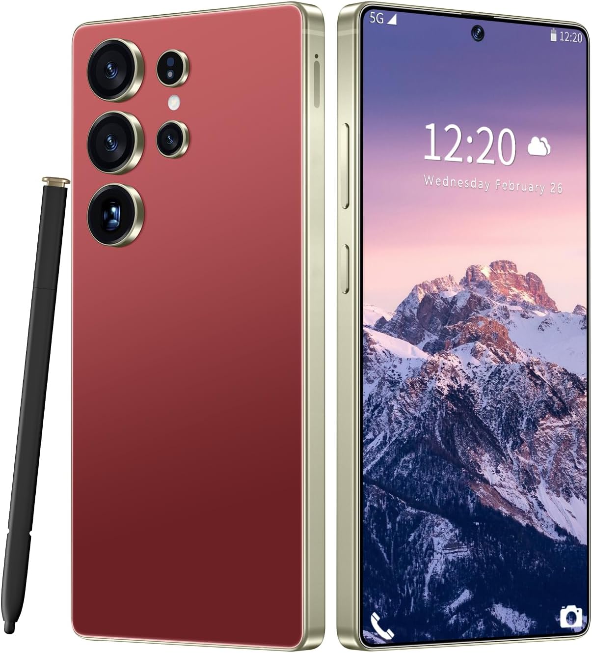 Huness I25 Ultra Unlocked Cell Phone,Built in Pen,12+512GB Unlocked Phone, Android 14 Battery 7000mAh 6.99″ HD Screen Smartphone, 5G/Face ID/Fingerprint Lock/Dual SIM/GPS (Wine Red, 12+512)