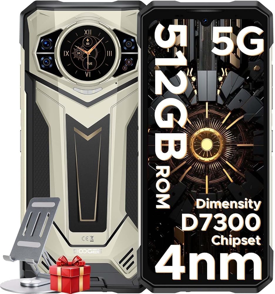 DOOGEE S200 Plus 5G Rugged Phone 2025,4nm D7300 CPU,32GB+512GB Android 14 Rugged Cell Phone with 1.32″Amoled Screen,10100mAh/33W,100MP Camera Rugged Smartphone,6.72″ FHD/120Hz,Waterproof Phone,NFC/OTG
