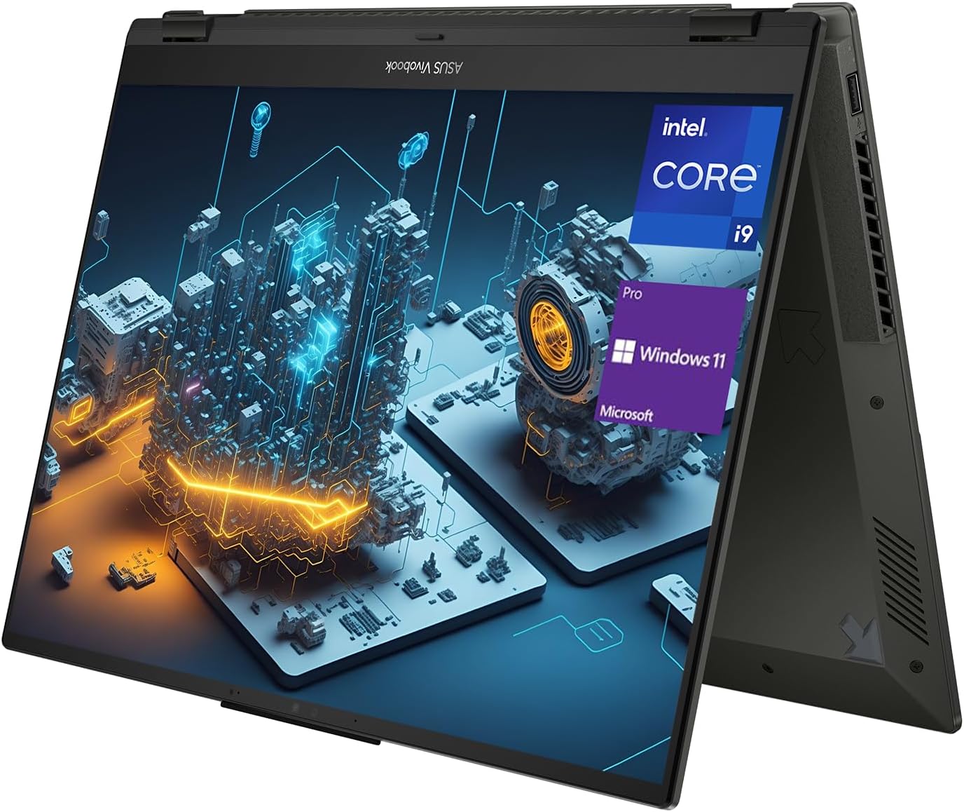 ASUS Business Vivobook S 16 Flip 2-in-1 Laptop, 16″ WUXGA Touchscreen, Intel Core i9-13900H, 32GB SSD, 2TB SSD, Webcam, HDMI, Wi-Fi 6, Windows 11 Pro, Midnight Black
