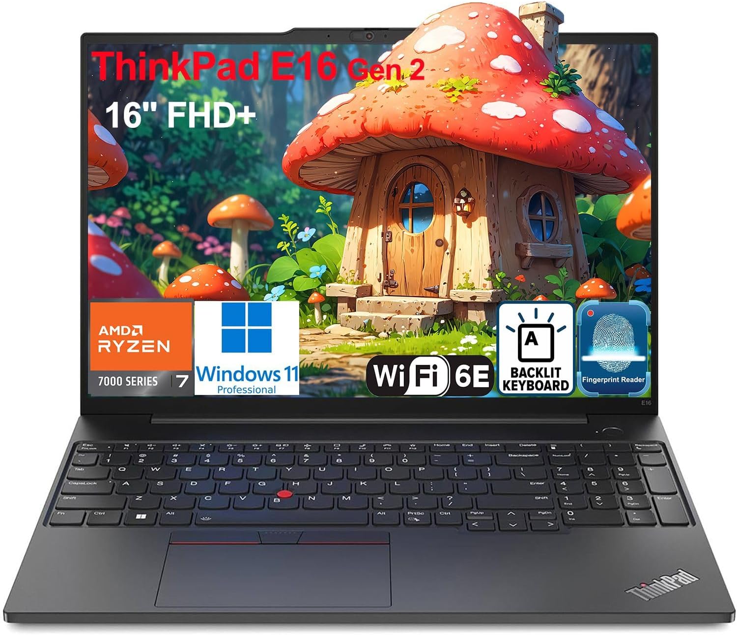Lenovo ThinkPad E16 G2 16″ FHD+ Business Laptop Computer, AMD Octa-Core Ryzen 7 7735HS (Beat i7-1355U), 64GB DDR5 RAM, 1TB PCIe SSD, WiFi6E, Backlit KB, Fingerprint Reader, Windows 11 Pro, Vent-Hear