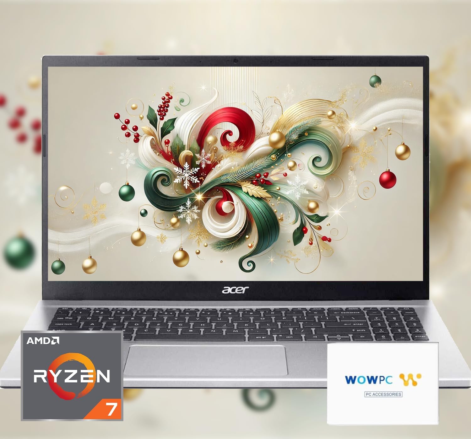 acer Aspire Premium Laptop | AMD Ryzen 7 5700U (Beats i7-1250U) CPU | 32GB RAM | 1TB SSD | 15.6″ FHD Display | Fast Wi-Fi 6 | Sleek Design | Ethernet Port | AI Noise Removal | Windows 11 | WOWPC