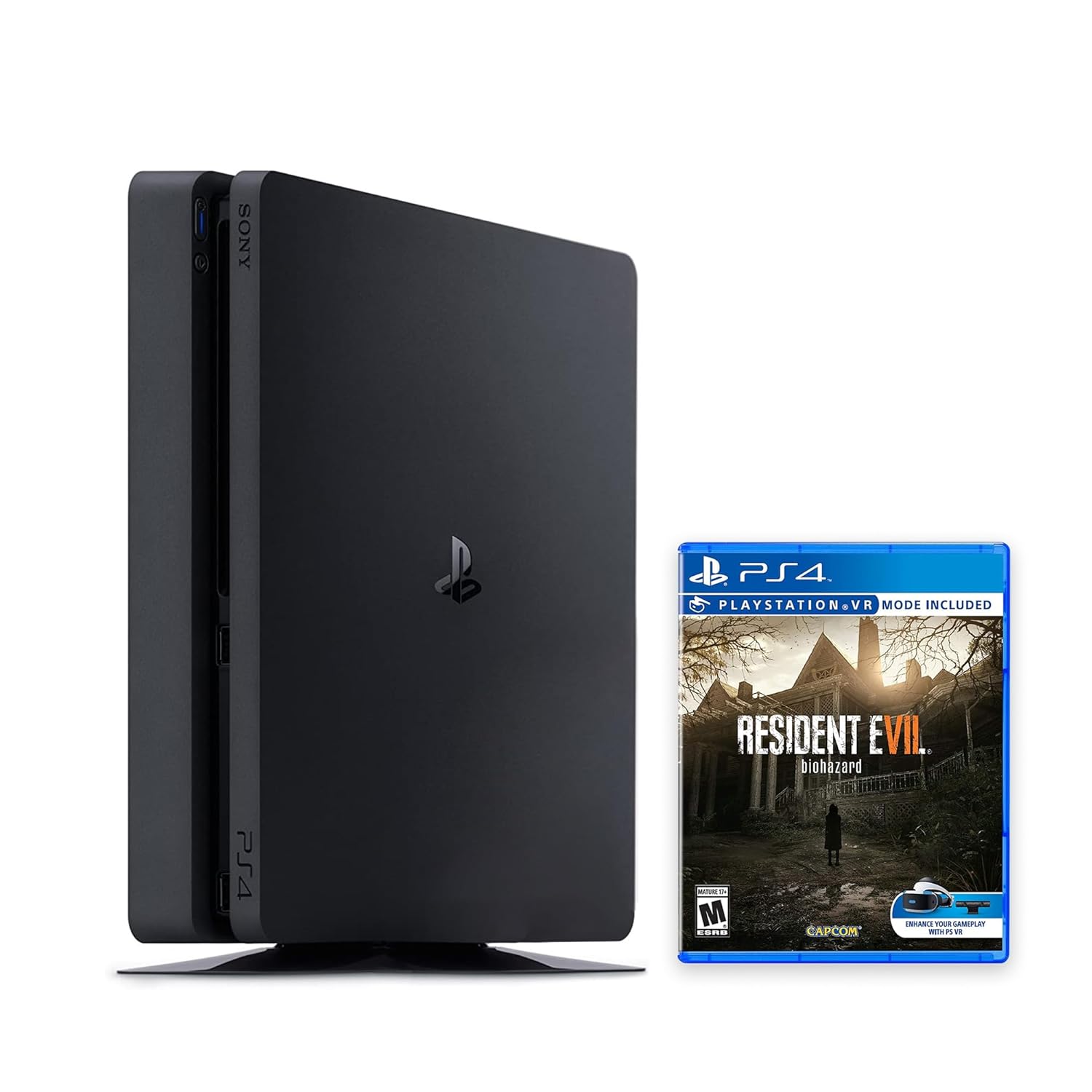 PlayStation 4 Slim 1TB Console (No Controller) with Resident Evil 7 PS4 Game Disc – PS4 Gaming System [video game] [video game] (Renewed) [video game]