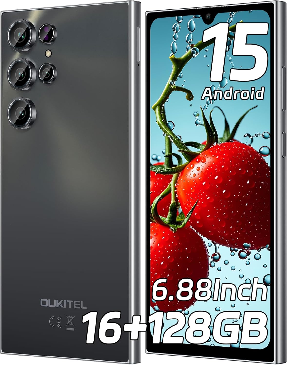 OUKITEL C61 Unlocked Cell Phone 2025- Android 15, 6.88″ Display Smartphone, 16GB+128GB/1TB, 5150mAh Battery Phone, 13MP Camera, 4G Dual Sim Mobile Phones, Fingerprint/Face Unlock/GPS/BT5.0, T-Mobile