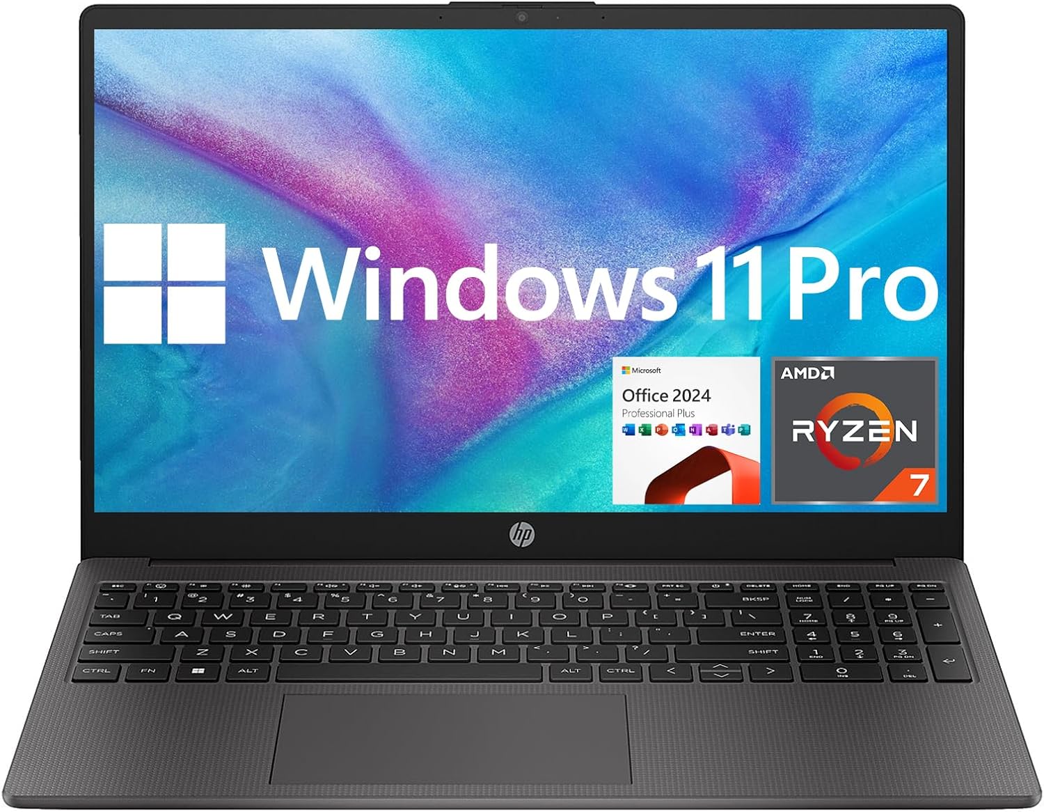 HP 2025 Lastest 255 G10 15.6″ FHD Business Laptop, AMD Ryzen 7 7730U (32GB RAM | 1TB SSD), Numeric Keypad, Webcam, Window 11 Pro, MS Office Pro 2024