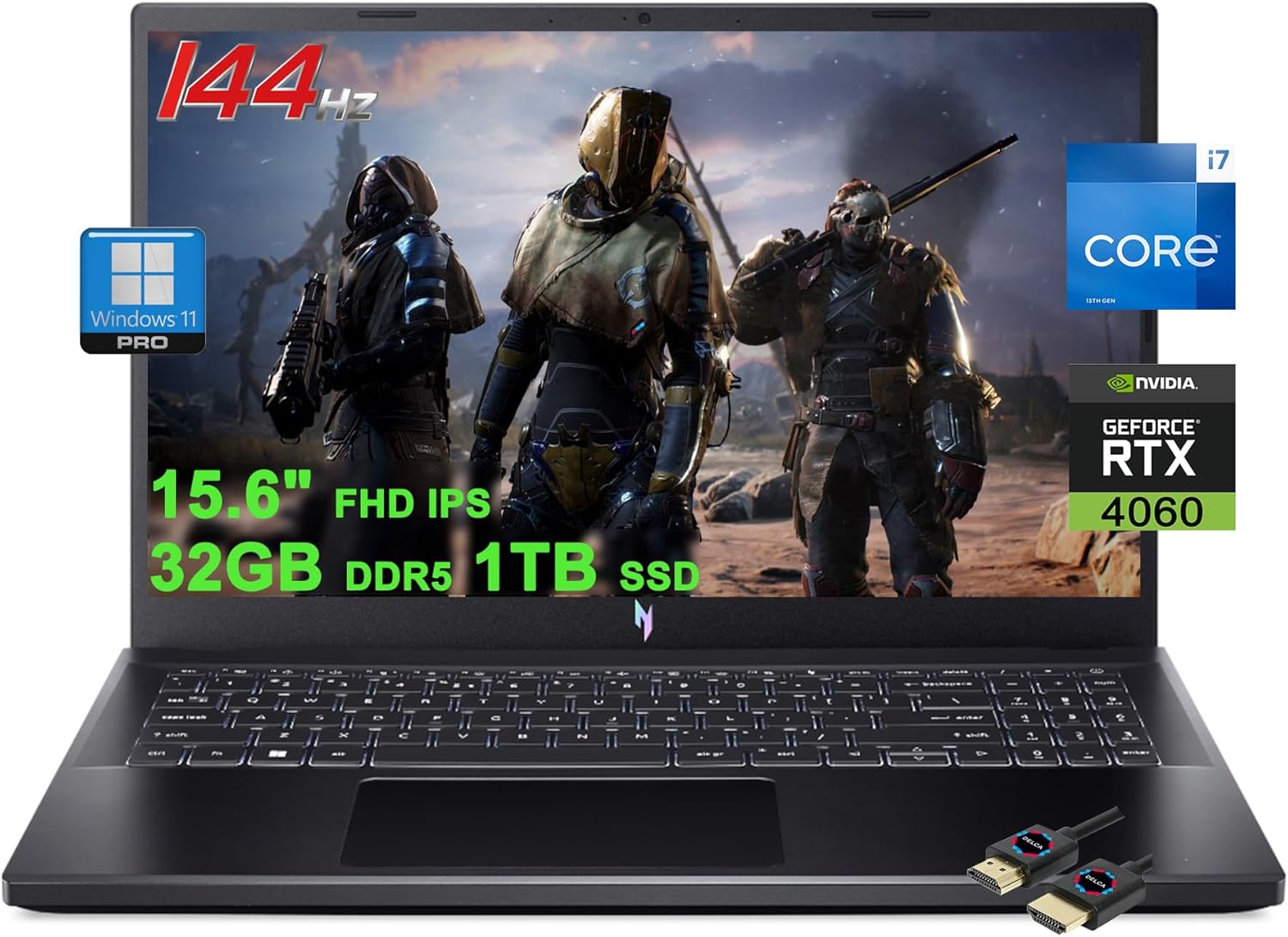 acer Nitro V 15 Gaming Laptop | 15.6″ FHD IPS 144Hz | Intel 10-core i7-13620H | 32GB DDR5 1TB SSD | GeForce RTX 4060 | Backlit USB-C Win11Pro w/DLCA Accessory