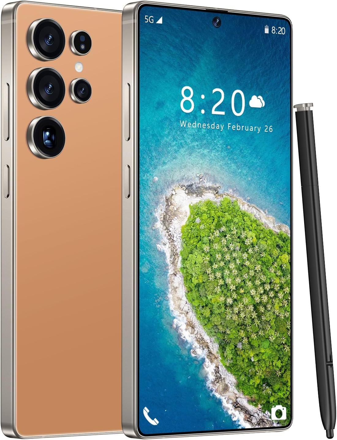 Huness I25 Ultra Unlocked Phone,Built in Pen The Phone,Cell Phone Battery 7000mAh 6.99″ HD Screen,Android 14 12+512GB Smartphone,Dual SIM/5G/Face ID/Fingerprint Lock/GPS (Orange, 12+512)