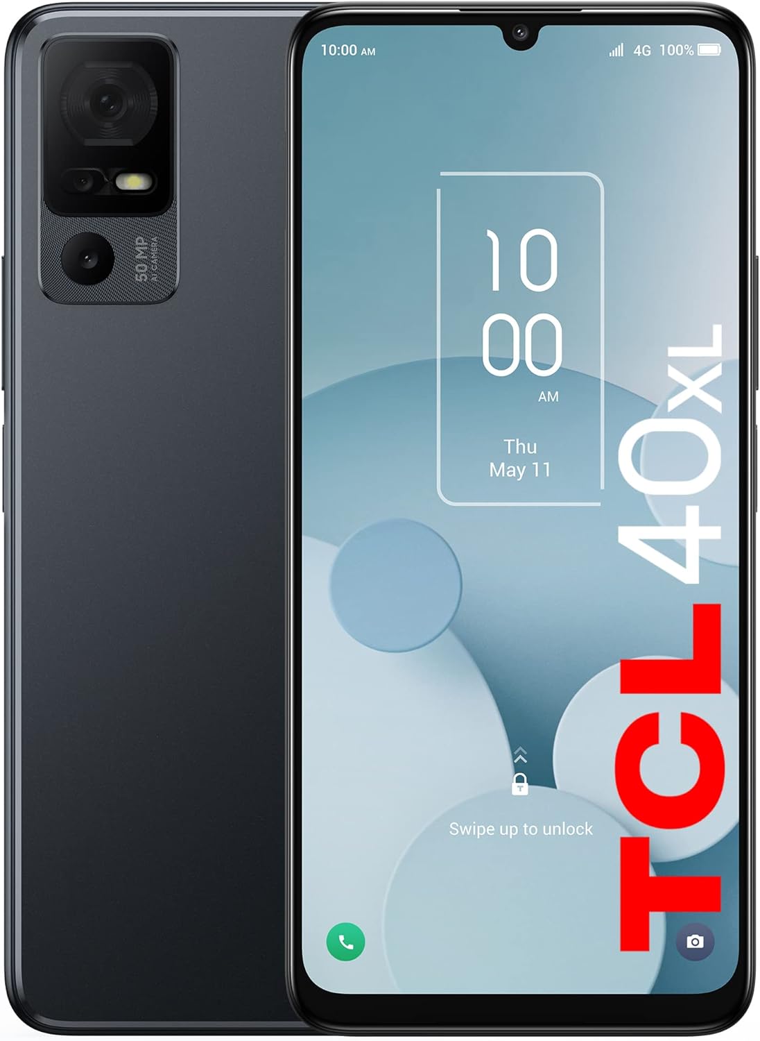 TCL 40XL |2023| Unlocked Cell Phone 4GB + 128GB, 6.75″ 90Hz Display, Smartphone Android 13, 50MP AI Camera Mobile Phone, 5000 mAh, 4G LTE, U.S. Version, Dark Gray (Renewed)