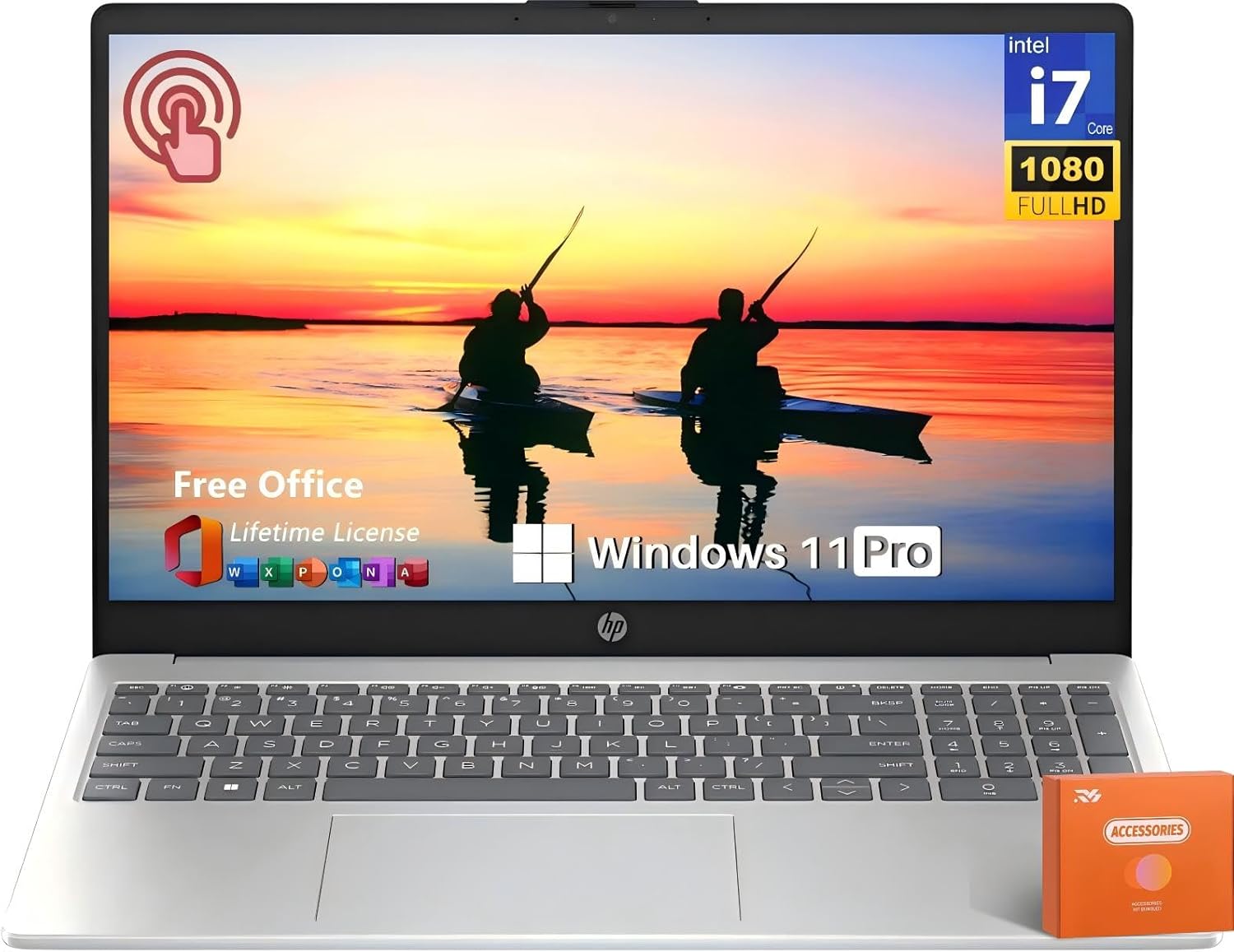 HP 15.6″ FHD Touchscreen Business Laptop, MS Office Pro, Intel 10-Core i7-1255U, 64 GB RAM, 2 TB SSD, Intel Iris Xe Graphics, Wi-Fi 6E, Long Battery Life, HD Camera, Windows 11 Pro, w/Accessories