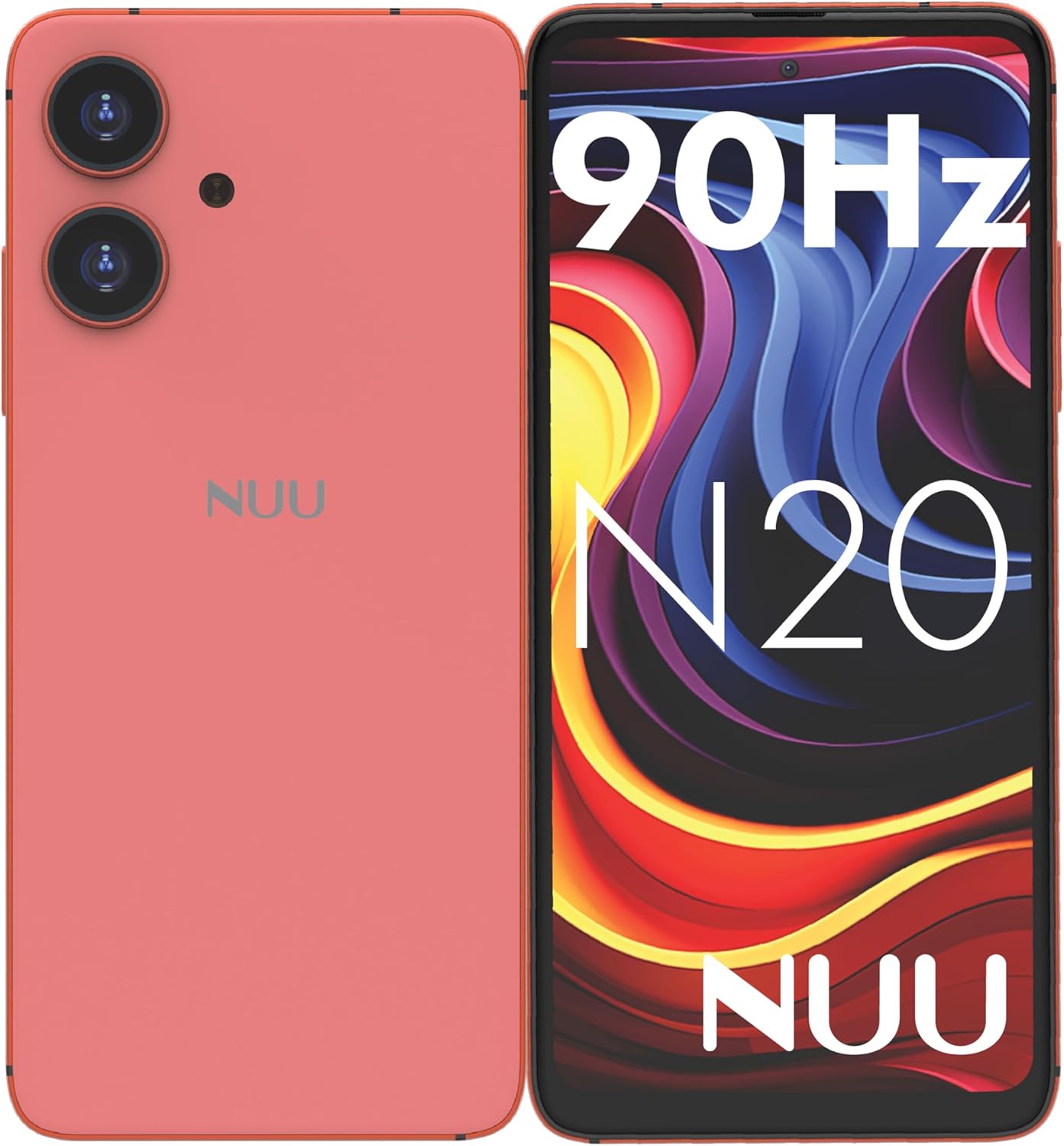 NUU N20 Basic Cell Phone for T-Mobile, Mint, Metro, Qlink, Tello and More 6GB/128GB, Perfect for Teenagers, Dual SIM 4G, Octa-Core 6.6″ 90Hz HD+, Unlocked Phones Android Phone 14, US Warranty (Pink)