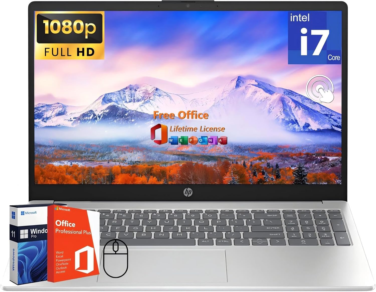 HP 15.6 Touchscreen Laptop Computer for Business, Lifetime Office Pro, Intel 10-Core i7-1255U(Up to 4.7 GHz), 15.6″ FHD Touch Screen, 64 GB RAM, 2 TB SSD, Wi-Fi 6E, Windows 11 Pro, w/Accessories