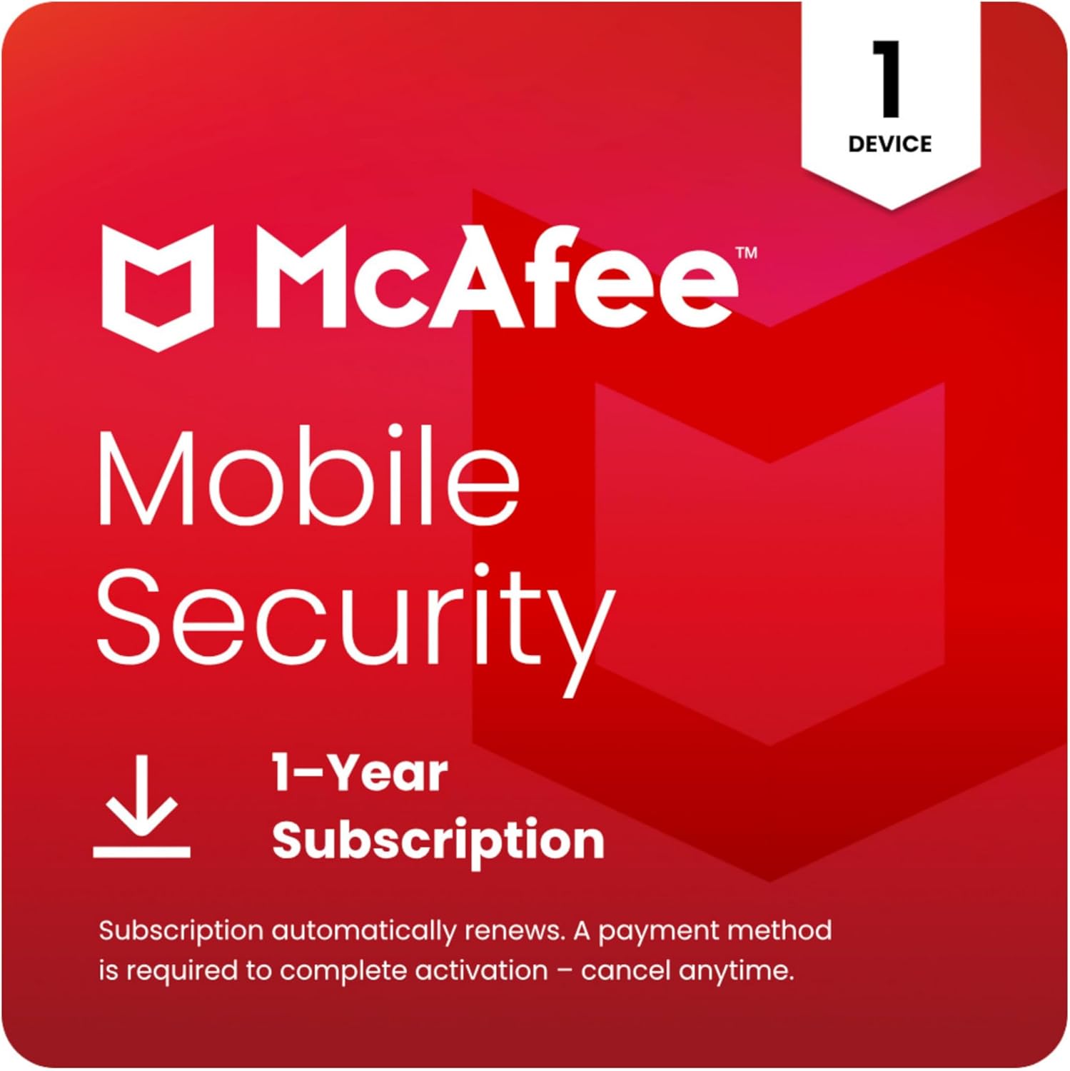 McAfee Mobile Security | Mobile Device Security App Includes Secure VPN | 1-Year Subscription with Auto-Renewal | Download