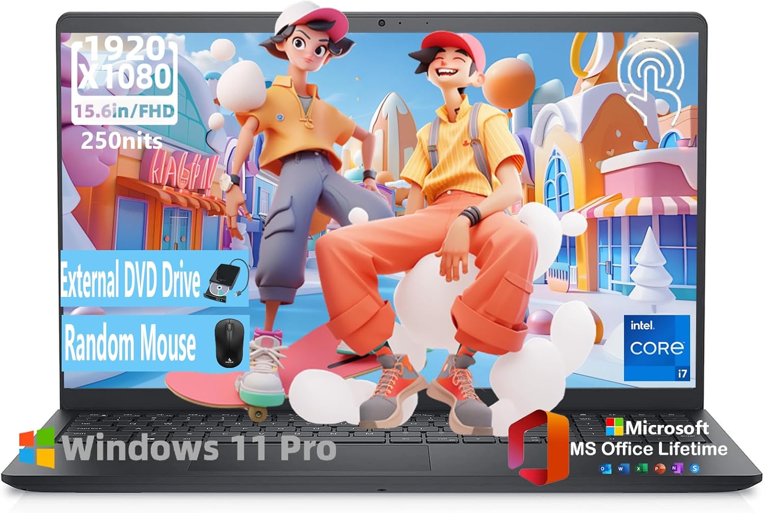 Dell Inspiron 15 3530 Touchscreen Laptop Computer – MS Office Lifetime for Business, 15.6” FHD, 13th Gen Intel 10-Core i7-1355U GPU, Numeric Keypad, w/DVD Drive, Win11 Pro(64GB RAM, 2TB SSD)