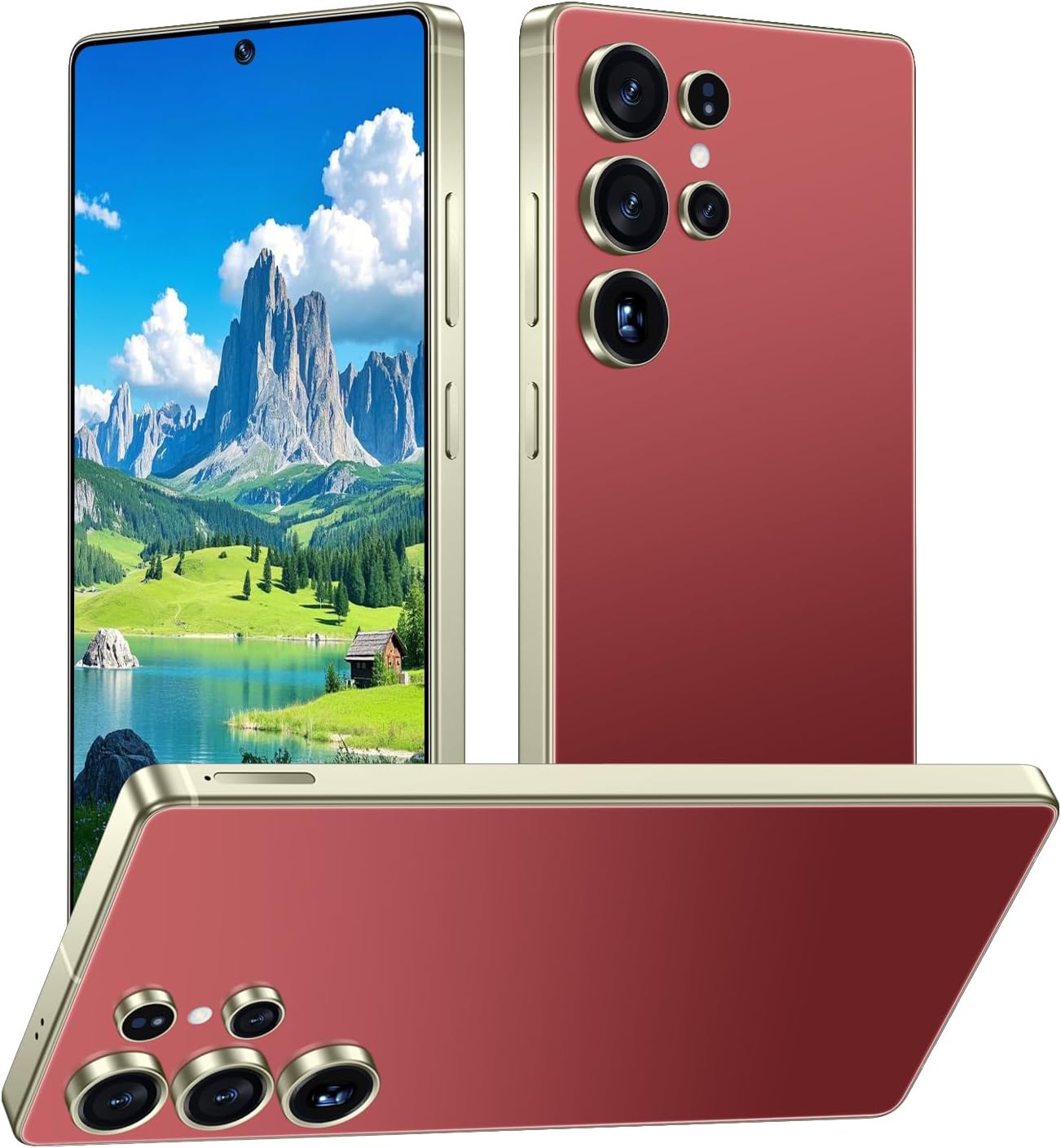 I25 Ultra 5G Unlocked Smartphone,12GB+512GB 7000mAh Fully Cell Phone for Android 14, 6.99″ HD Screen Unlocked Cell Phone, 68MP+108MP Dual Camera/Dual SIM/Fingerprint Lock/Face (Wine Red)