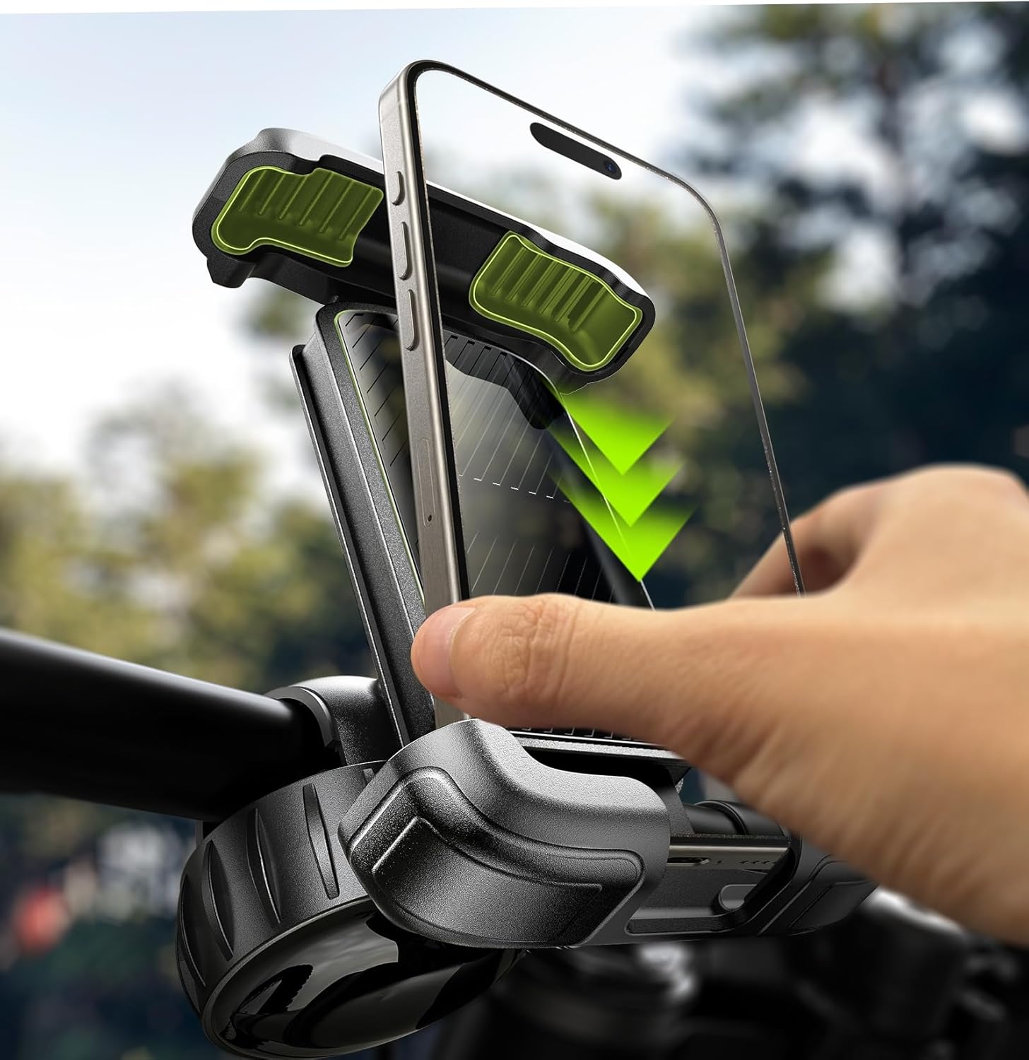 LISEN Bike Phone Holder, [2025 Upgrade] Motorcycle Phone Mount, Bicycle Phone Holder, Handlebar Phone Mount, Dirt Bike Ebike Accessories, Bicycle Accessories, for iPhone Samsung Google Pixel, Black