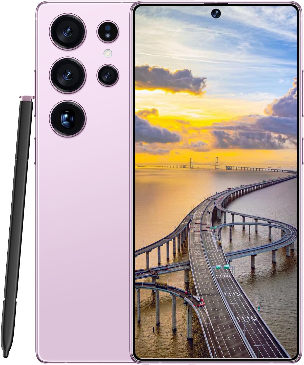 Unlocked Cell Phones C24 Ultra Smartphone Android 14 Phones 12GB+512GB/6.9″ HD Screen/Dual SIM/48MP+108MP Camera/6800 mAh (Pink)