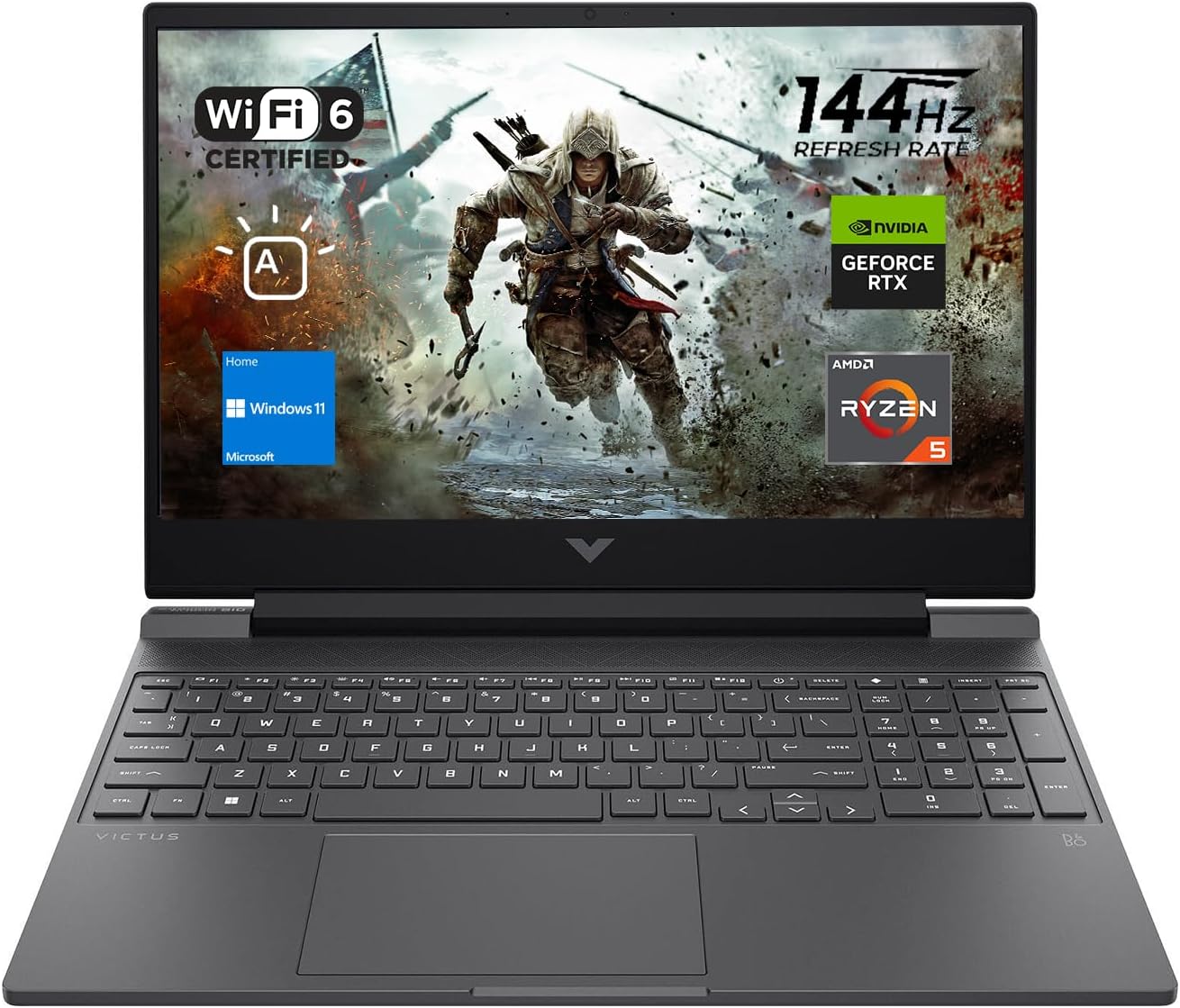 HP Victus 15 Gaming Laptop, 15.6″ FHD 144Hz Display, AMD Ryzen 5 7535HS, 32GB DDR5 RAM, 1TB PCIe M.2 SSD, NVIDIA GeForce RTX 2050, HDMI, Webcam, Backlit Keyboard, Wi-Fi 6, Windows 11 Home, Silver
