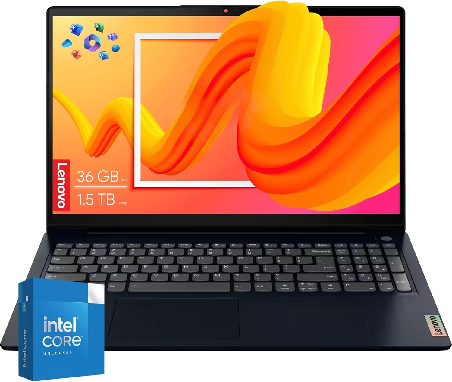 Lenovo 15.6″ Essential IdeaPad • 36GB RAM • 1.5TB Storage(512GB SSD and 1TB Cloud Storage) • Intel Ultra-efficient Core • Free Microsoft Office 365 • Type-C • Earphones • Windows 11
